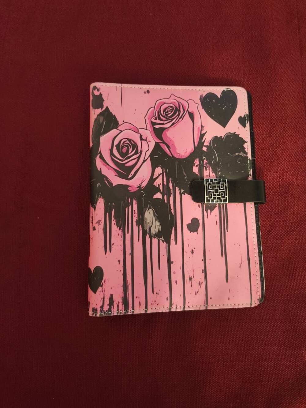 A5 PU 6 RING hearts &flowers  BINDER/NOOTEBOOK/ PLANNER